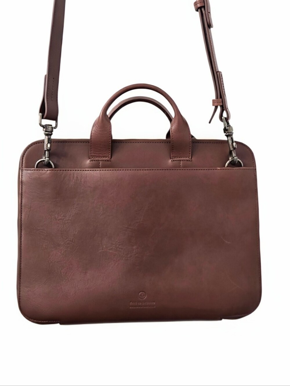 This Is Ground Mod Laptop Brown Leather Briefcase Organizer Bag